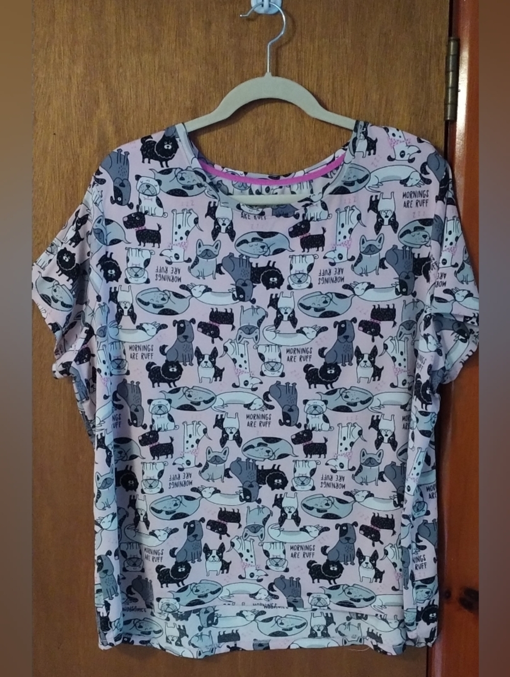 Dog Print Short Sleeve Top Pajama Set